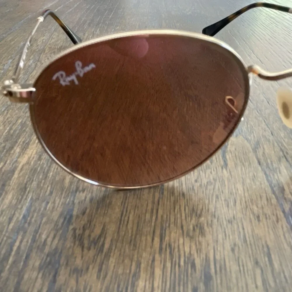 Ray-Ban RB 3447-N Round Metal Sunglasses Gold Frame Mirrored Pink Glass Lens